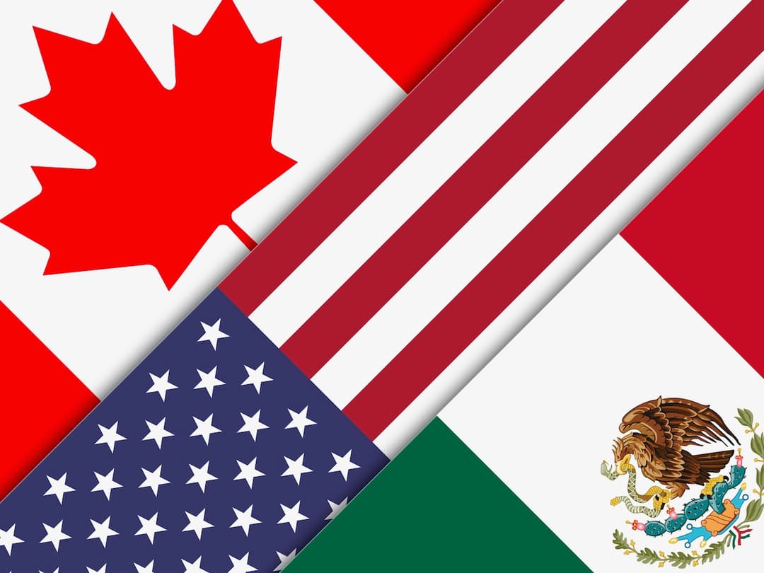 Flags of the USA and Mexico representing a strong relationship between both countries for executing logistics and customs operations