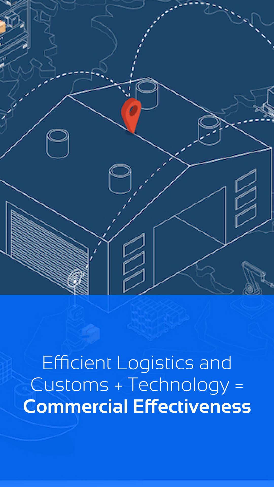 Infographic of a logistics center connected by trade routes, illustrating how Del Bravo combines logistics and technology to achieve commercial efficiency