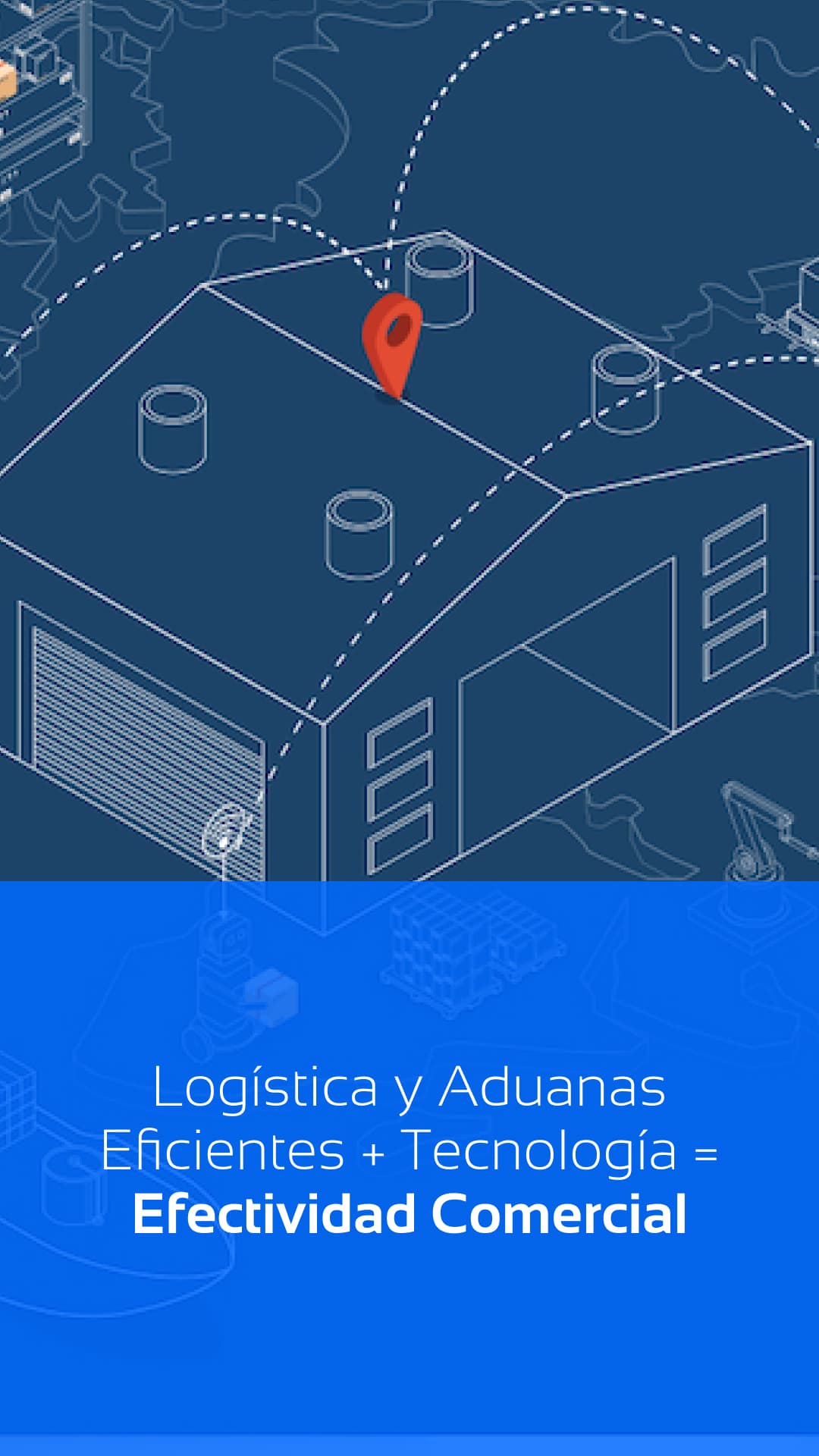 Infografía de un centro logístico conectado por rutas comerciales, ilustrando cómo Del Bravo combina logística y tecnología para alcanzar la eficacia comercial