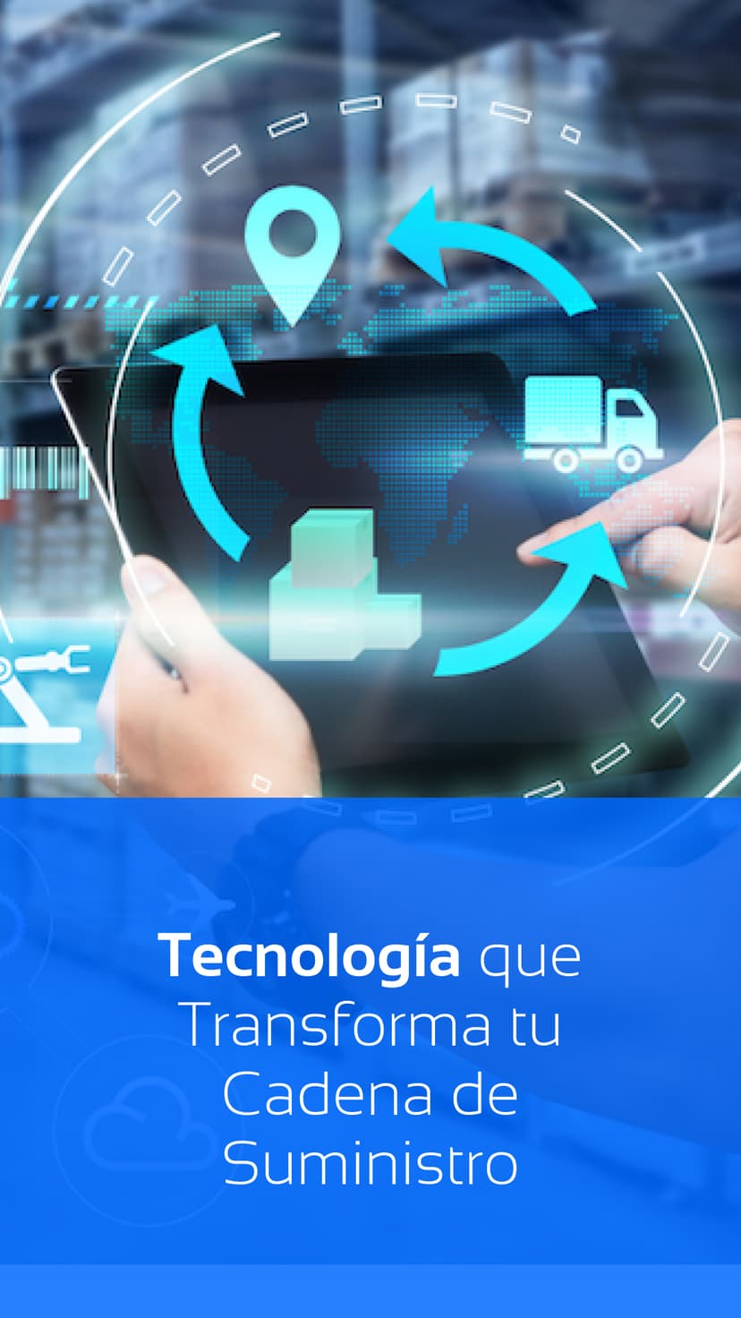 Interfaz digital con iconos de logística y tecnología, simbolizando cómo Del Bravo transforma la cadena de suministro mediante tecnología avanzada