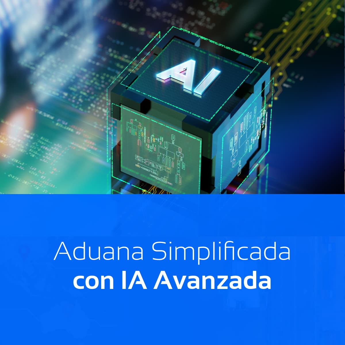 Representación de inteligencia artificial aplicada en aduanas, destacando cómo Del Bravo simplifica procesos aduaneros con IA avanzada